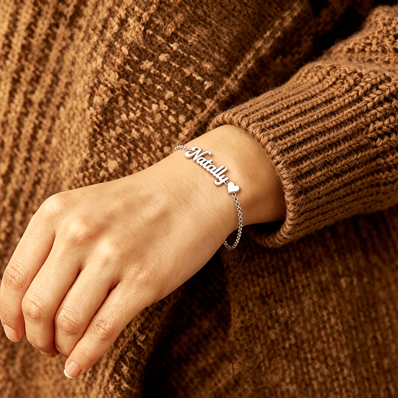 Personalized Minimalist Engraved Name Bracelet, Stainless Steel Gift