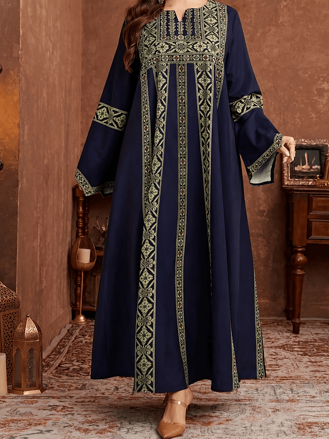 gothic dress for women Women's Gothic Embroidered Cross Flared Sleeved Dress – Punk Design