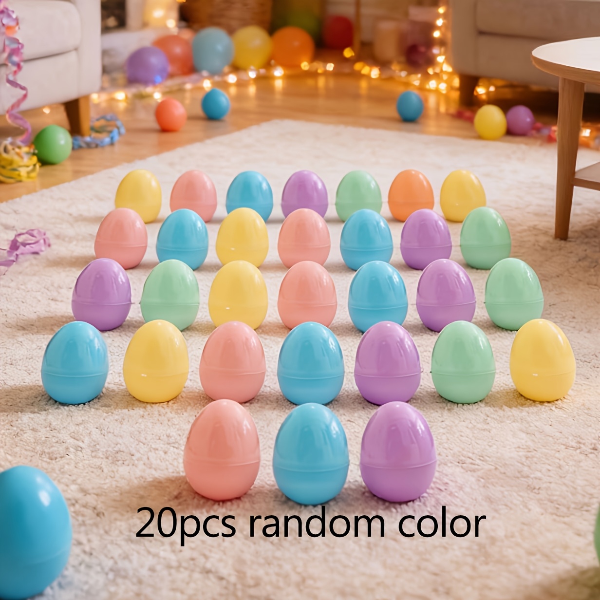 TEMU 20pcs Easter Egg Ornaments - Dopamine-colored Plastic Open Decorative Novelty Eggs - Eggshells Suitable For Various . Small Eggshells Made Of