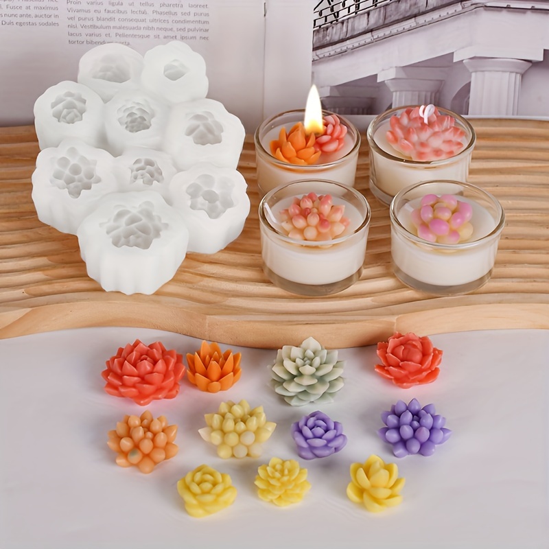 

2 Piece Scented Candle Silicone Molds, 18 Cavity Flower Resin Molds, Silicone Candle Molds, 3d Cactus Candle Molds, Silicone, Scented Candles, Soap, Wax, Resin Pouring, Dessert Mousse Molds