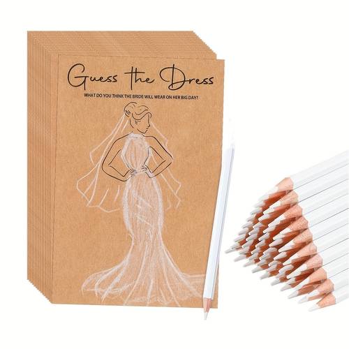 24 dress sketch cards a set of games for bridal gift parties including 12 cards and 12 white pencils for interactive guest guessing and wedding decoration suitable for bridal gift parties bachelorette parties birthday parties anniversaries and more