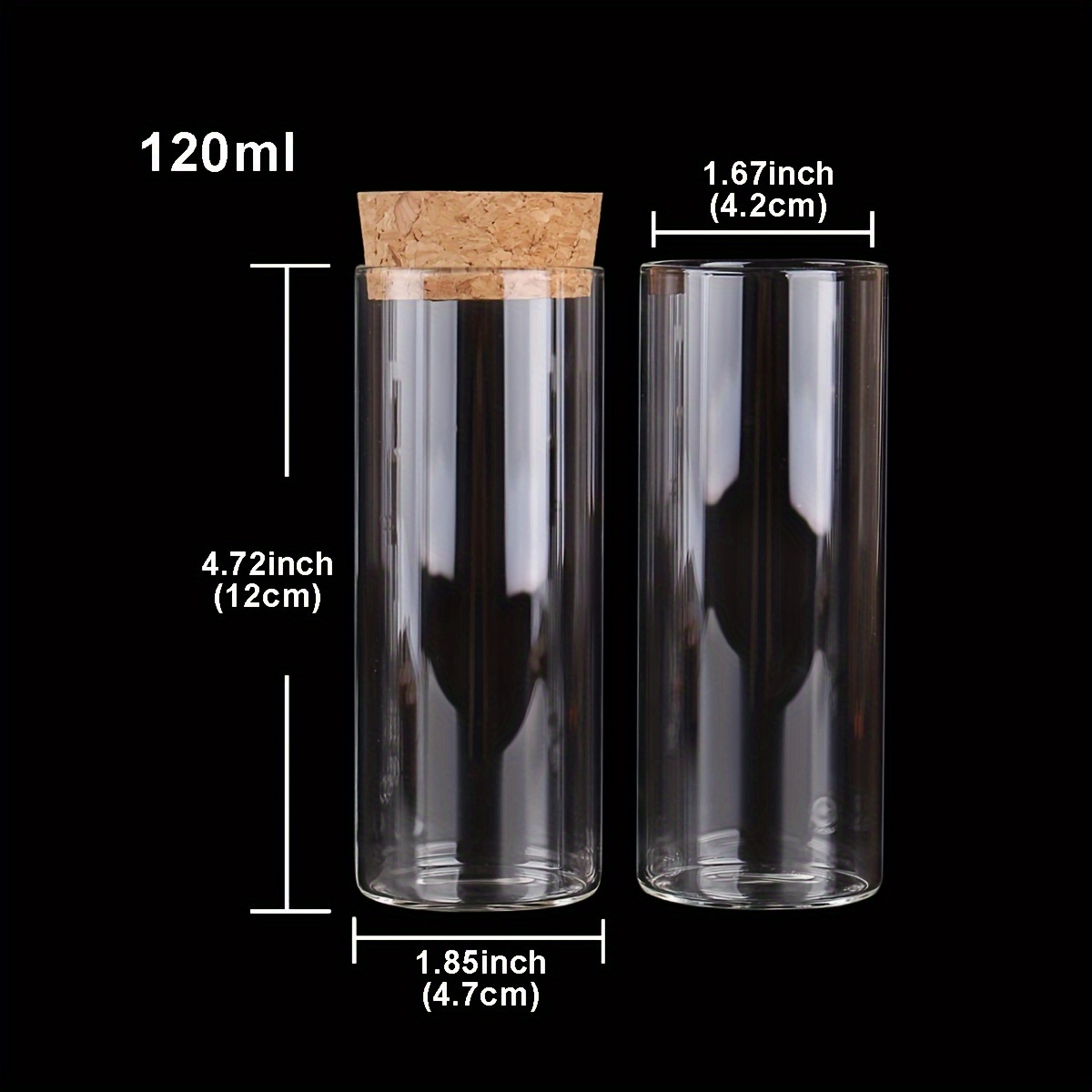 Image of 6pcs Set Of 4.7cm Diameter 50ml/120ml Glass Test Tubes With Cork Stoppers, Small Glass Bottles And Jars, Suitable For Wedding Gifts