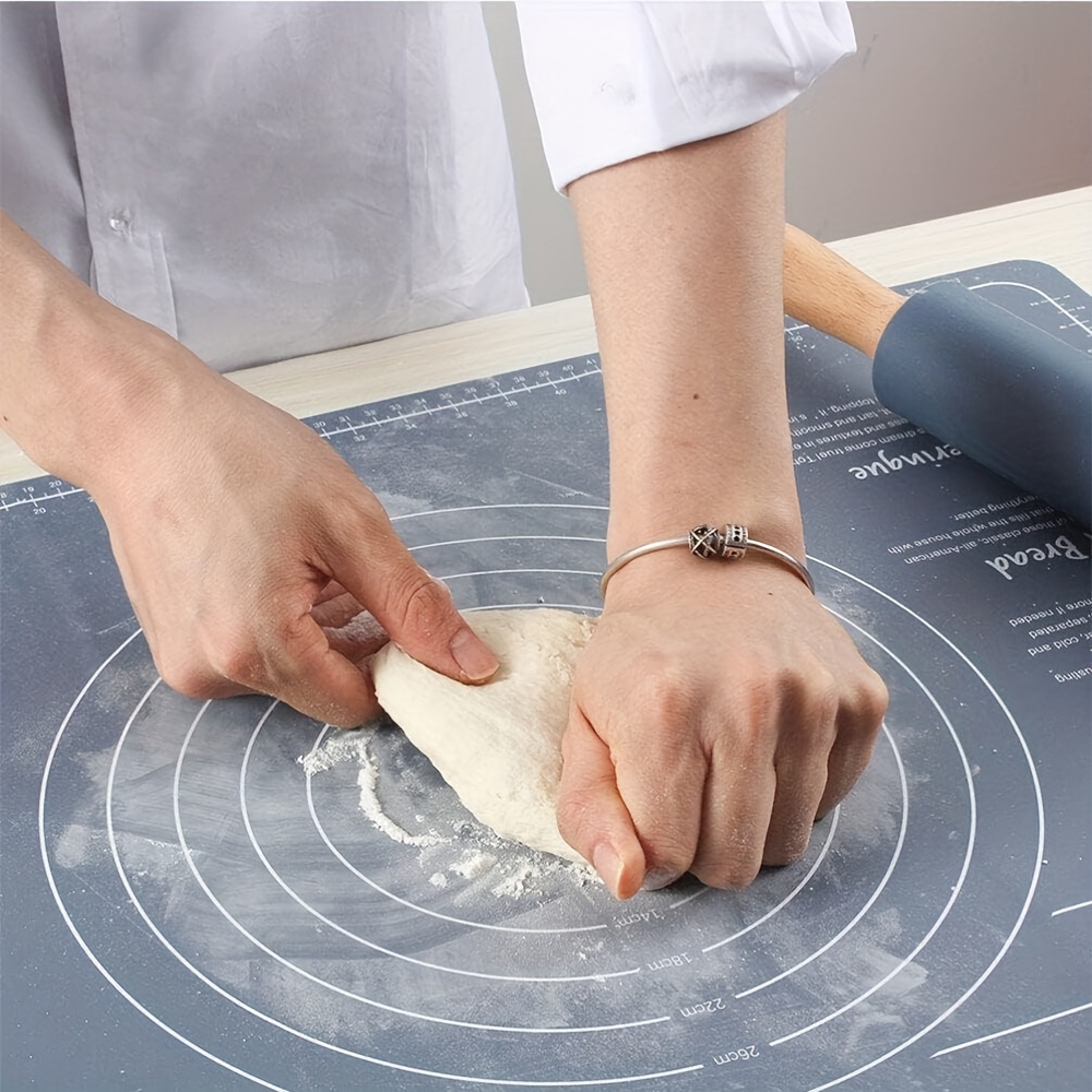 silicone rolling pin and baking mat set for baking pizza making dough pasta flour stick and silicone baking mat for rolling and measuring details 3