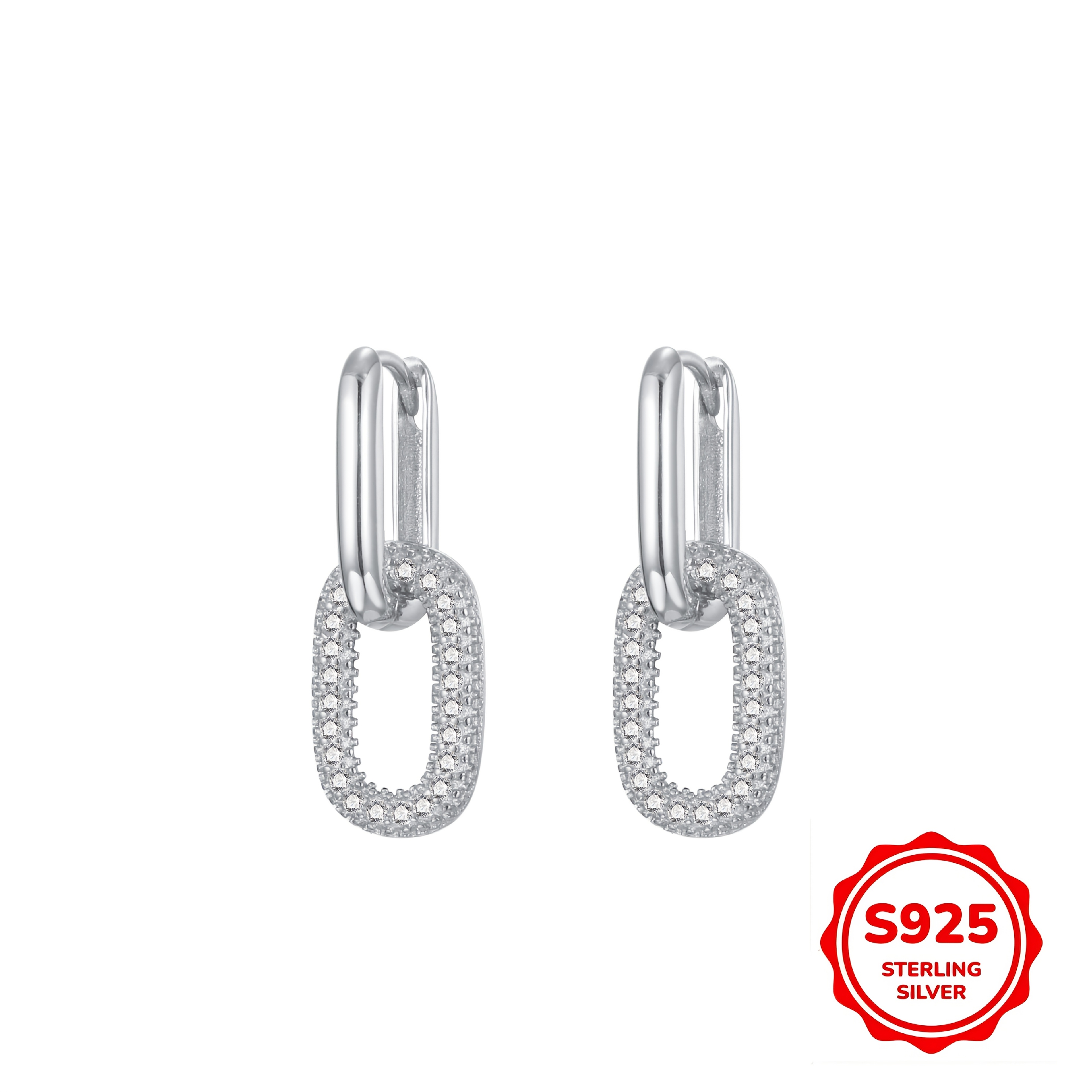 

925 Sterling Silvery Hypoallergenic Earrings, Vintage Style Geometric Single Ring With Cubic Zirconia Decor, Fashionable And Accessory For Women