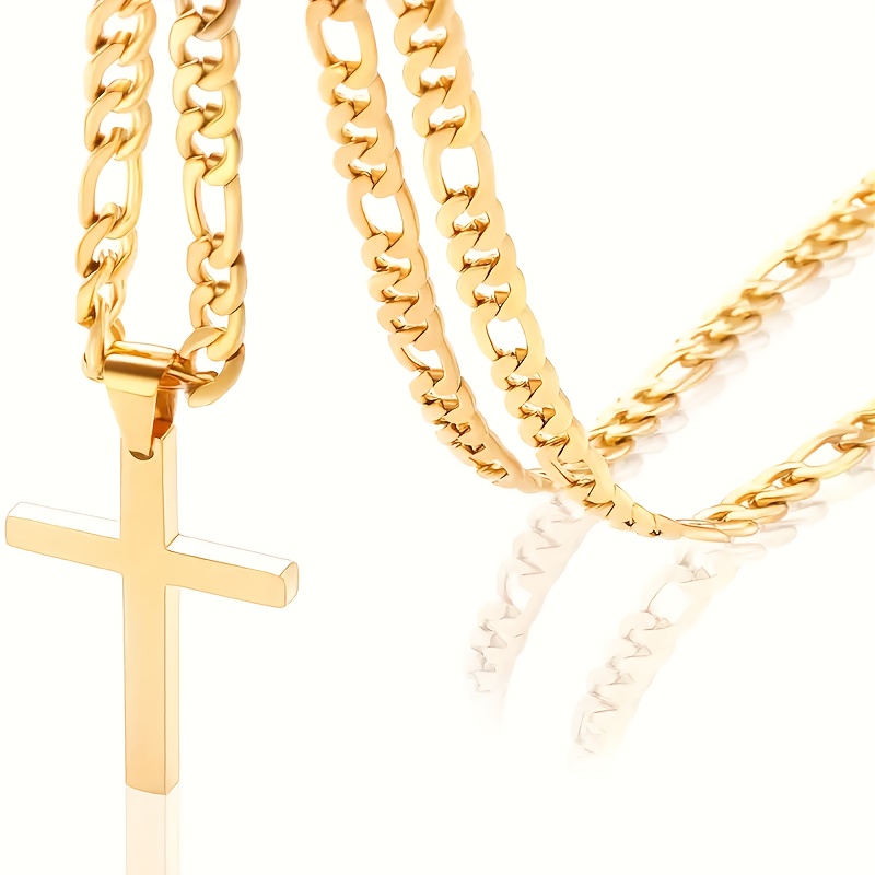 Image of Western Trendy Men's 304 304 Stainless Steel To 1 Cross Pendant Necklace Easy Punk Casual Party Wear Accessory Men/women Pendant Necklace