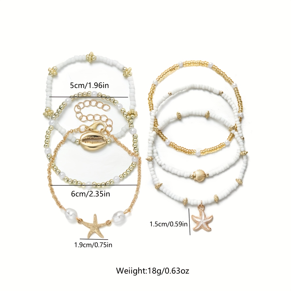 6pcs Retro Beach Style Starfish Bracelet Set