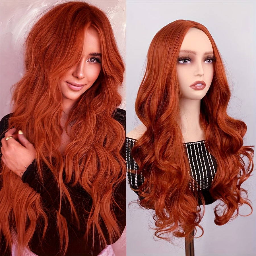 copper red long curly wig high temperature Temu United Kingdom