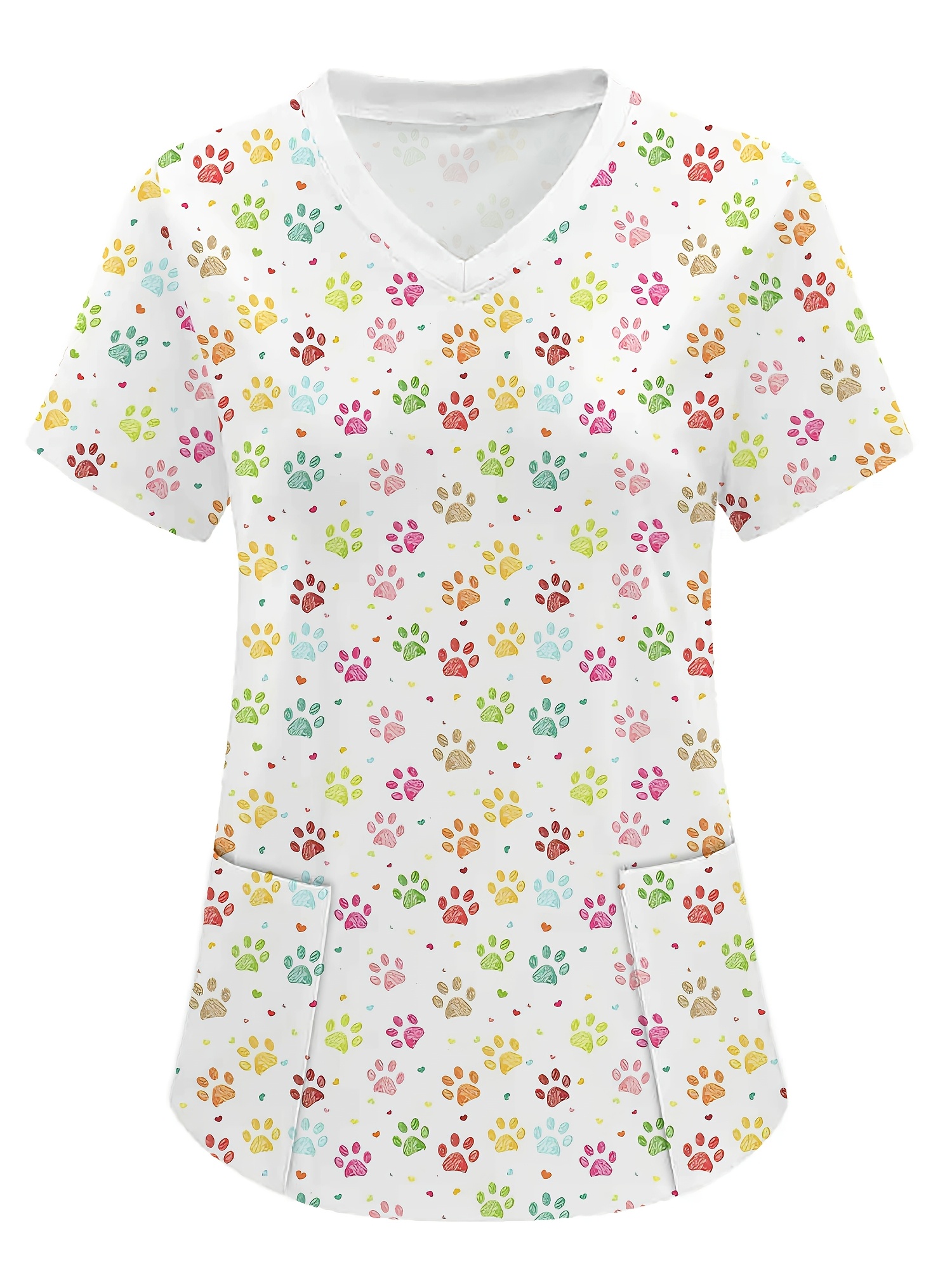 womens cute animal paw print v neck scrub Temu Brazil