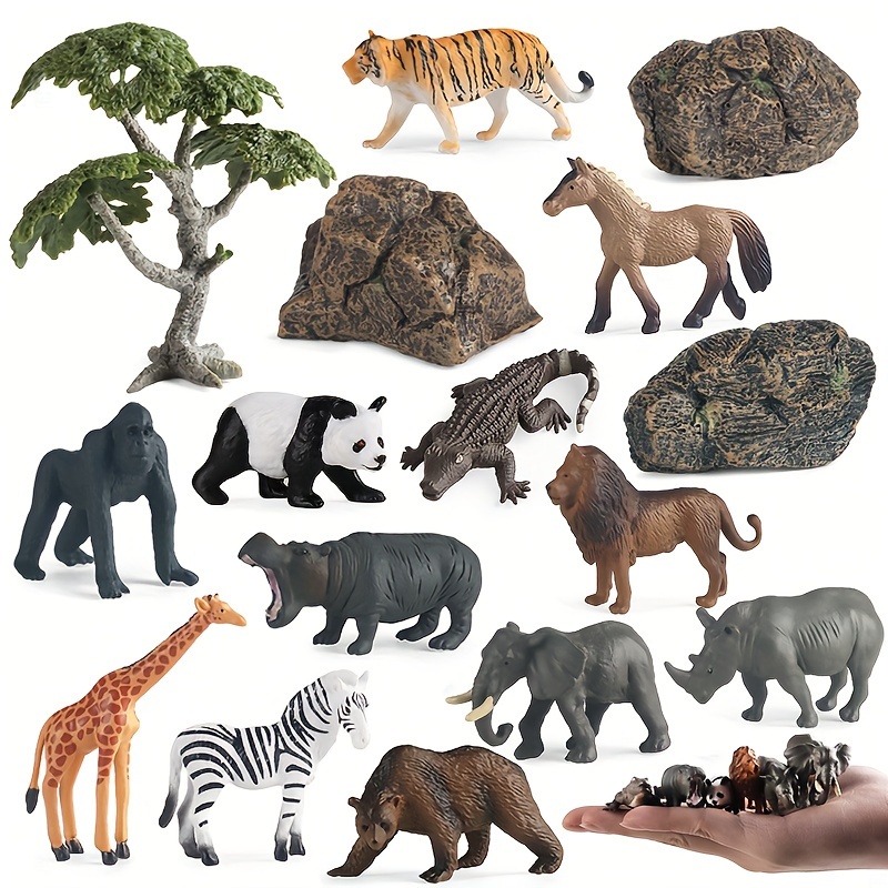 Yilingchild Animals Figurines Playset, 14 Realistic Plastic Animals  Figures, Jungle, Zoo, Forest, and Wild Animal Toys Suitable for Cake  Toppers or