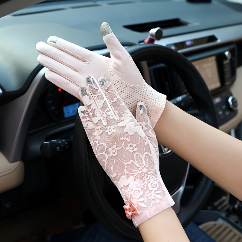 Summer Thin Breathable Sun Gloves Elegant Lace Flower Gloves - Temu