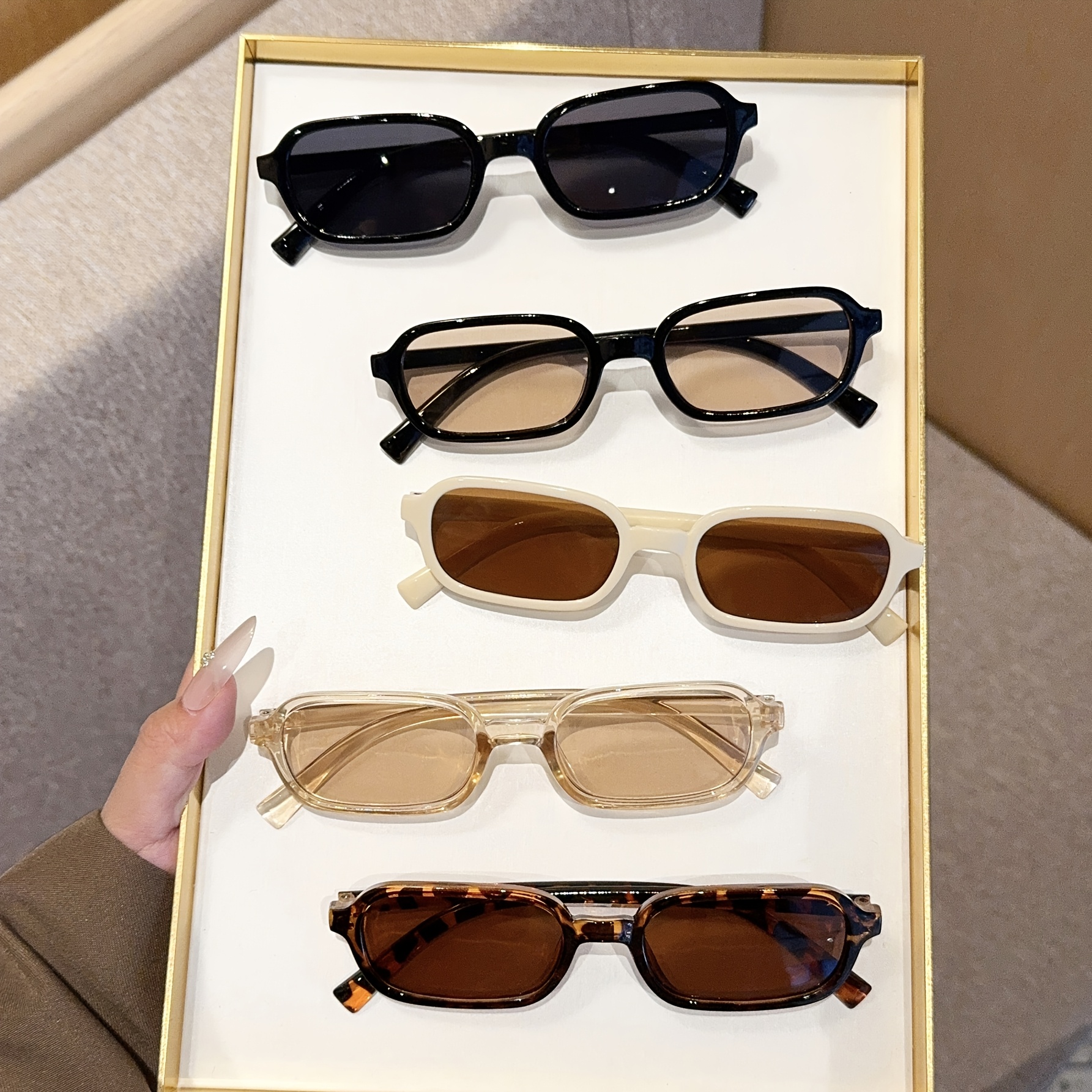 5 adet moda küçük çerçeve oval çerçeve gözlük seti minimalist çerçeve çok renkli moda gözlükler günlük rahat giyim i̇çin mükemmel ayrıntılar 0