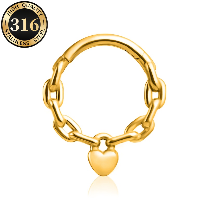 Image of 1pc Hypretty Steel Nose Ring Piercing Jewelry - Nose Piercing For , 316 Steel Nose Ring For Daily Wear, Piercing Accessory Gift, Comfortable Nose Piercing Jewelry