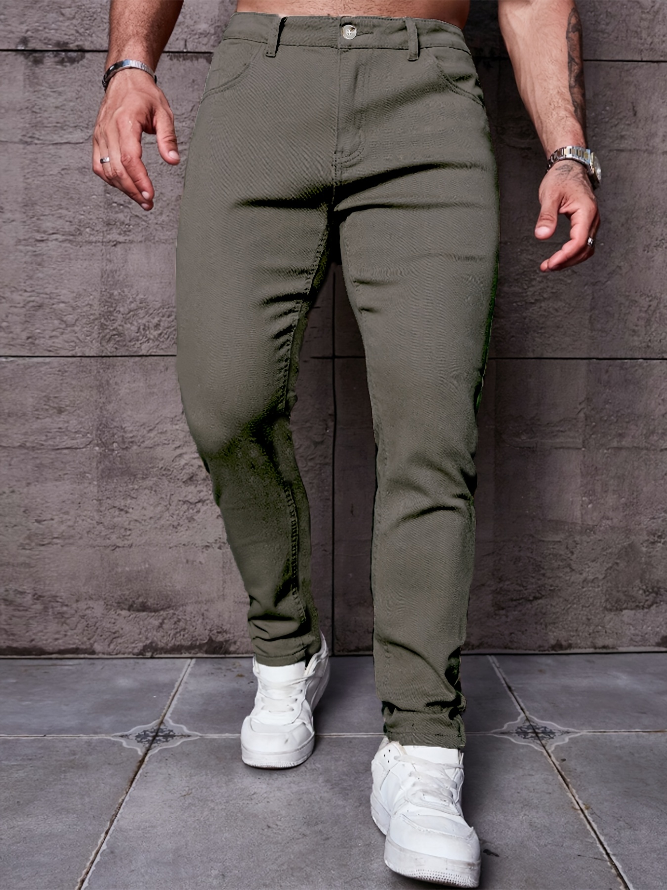 men's casual army green jeans Temu Spain