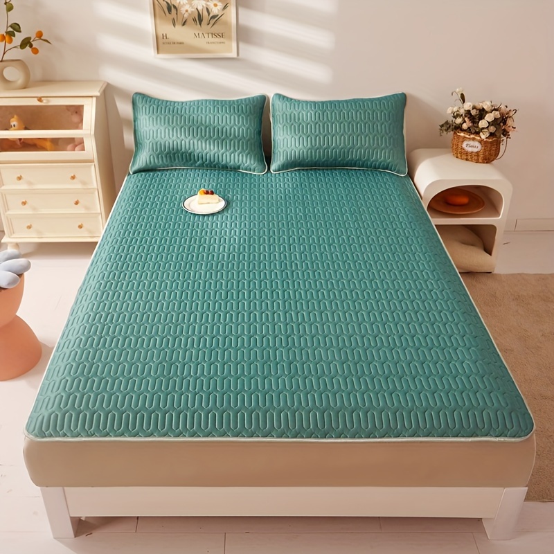 3pcs   cool latex mat latex mat 1 pillowcase 2 no core breathable soft solid color mattress set bedroom dormitory hotel bedding set details 3