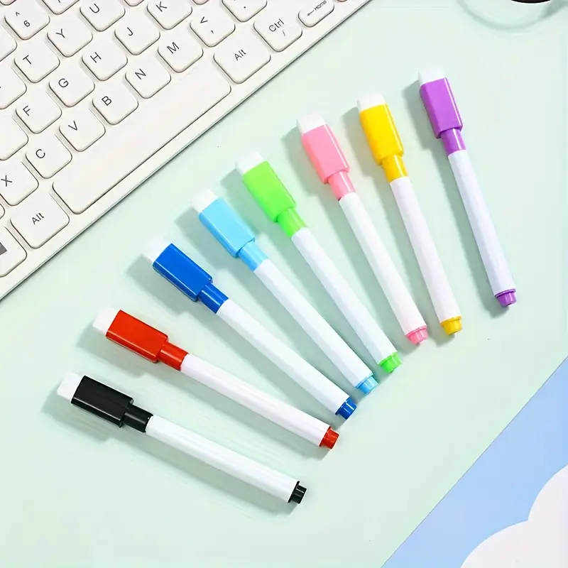 8 dry erase non toxic whiteboard markers with bright colors pink purple yellow fade resistant suitable for multi surface writing ideal for classrooms offices and homes details 0