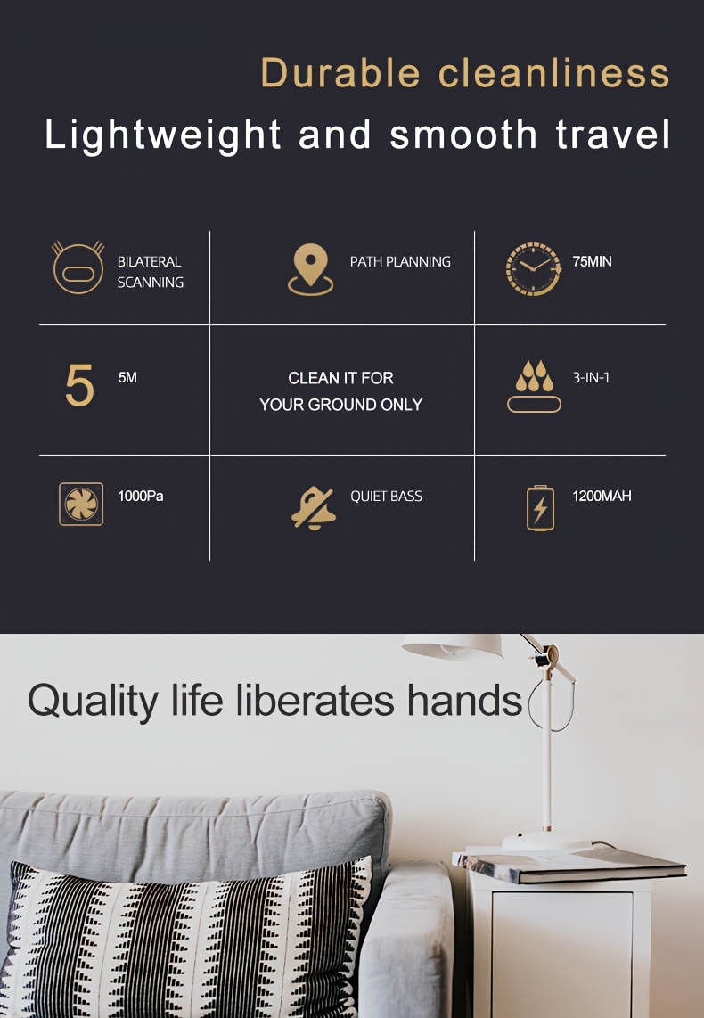 3 in 1 robot vacuum cleaner and mop combo usb rechargeable strong suction and design suitable for pet hair hard floors and daily cleaning automatic mop pet hair cleaner robot vacuum cleaner details 1