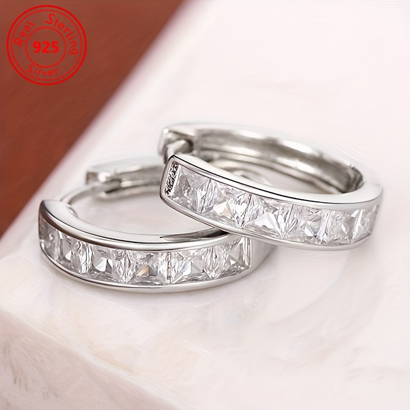   of s925   fashionable and simple zirconia earrings shining daily wear for women hypoallergenic lightweight earrings suitable for any outfit and date as a gift for women Product details 3