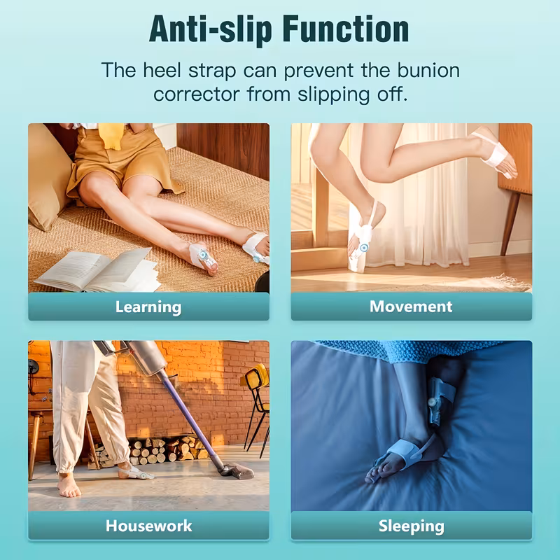 device for men and women featuring an adjustable knob splint for with a non slip heel strap compatible with feet Product details 4