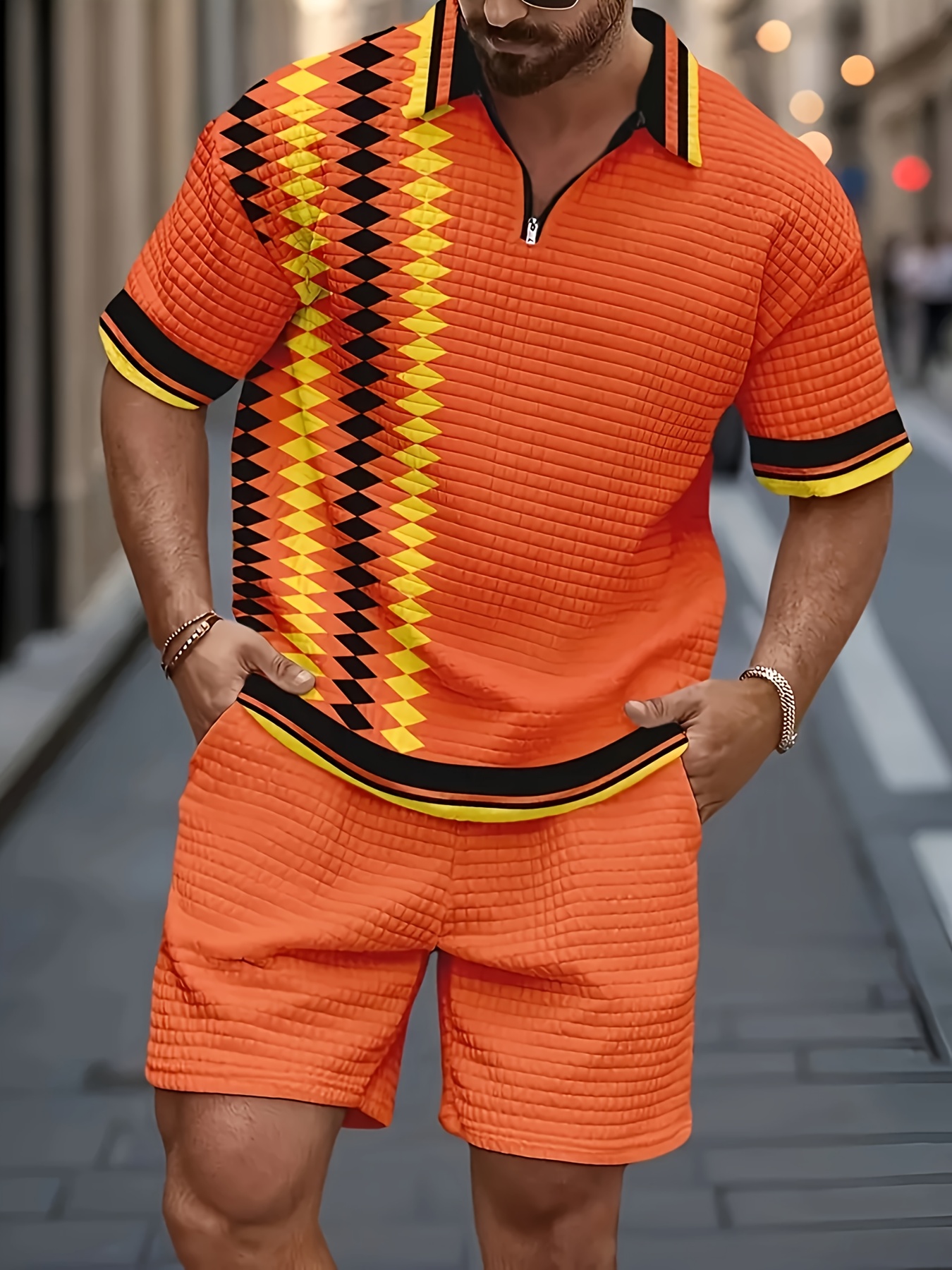 estilo verano hombres camisa conjunto shorts Temu Dominican Republic