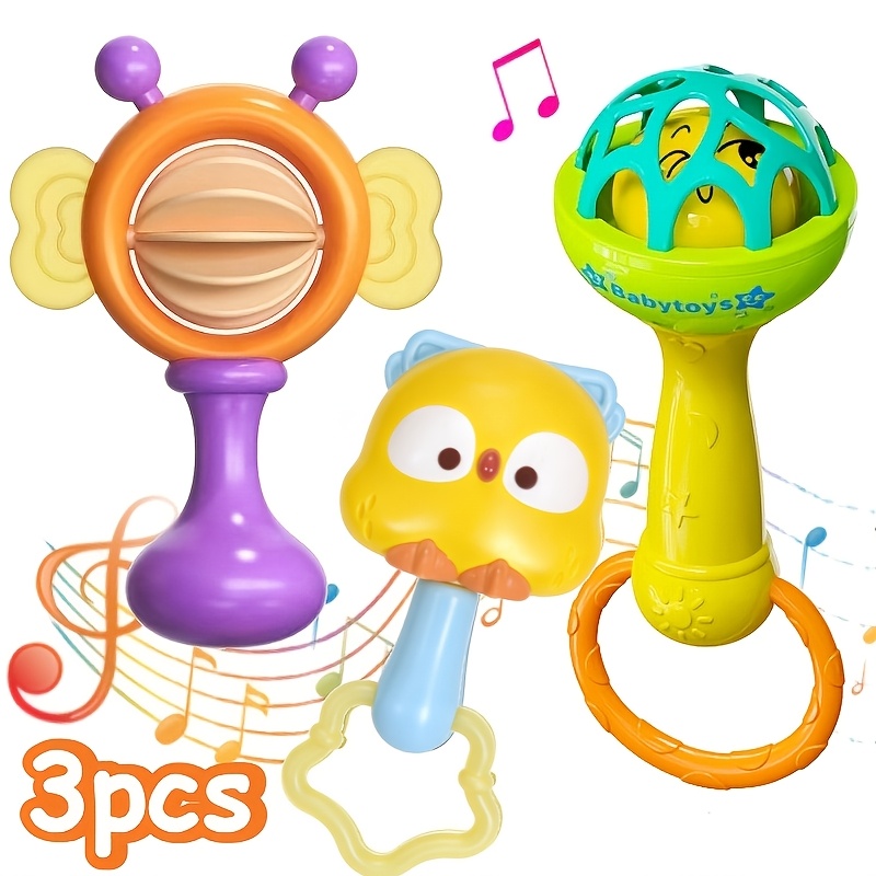 Image of Set Of 3 Colorful Animal-themed Instruments For Young, Designed For With Gripping Features, Vibrant Stripes, And Sound Notes. Made From Durable Materials For Sensory Exploration
