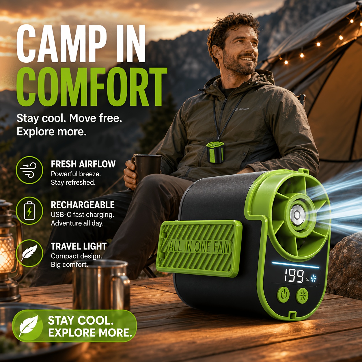 Portable Desktop Fan, Low Db Quiet Electric Cooling Fans, Circulation , Hd Display, 180° Rotation, 5000mah Ultra-long , 10h Timer & 5 Speed, Suitable For Bedrooms Home Office Dormitory