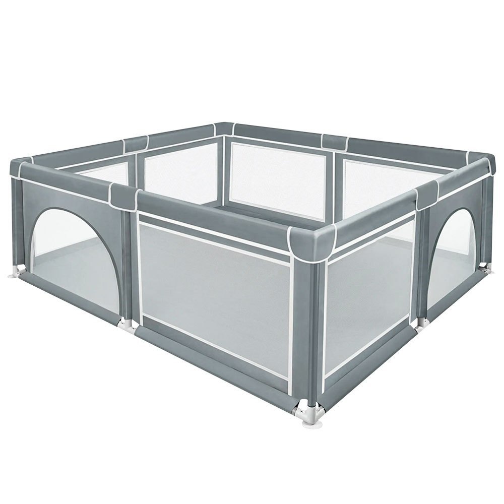 Pet Enclosure With Storage Pouch, Versatile Animal Barrier, Ensures Pet Safety, Ideal For Living Room Use, Dimensions 180x150x66cm, In Dark Gray Color