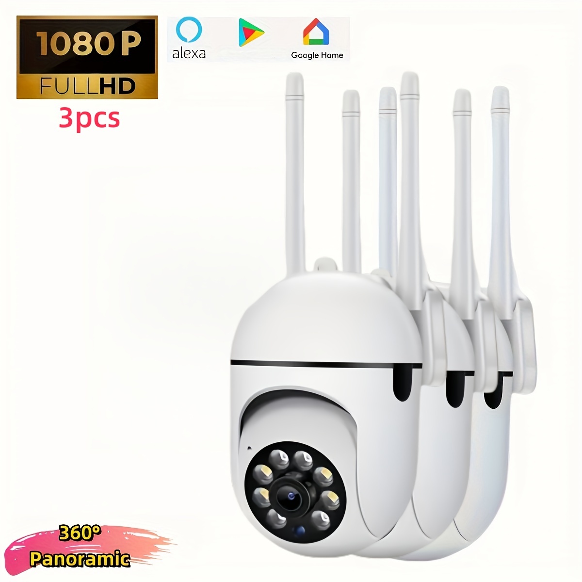 

3pcs 2mp Wireless Monitor Your Home And Pets Day And Night With 2.4wifi, Night Vision, Pet Room Cam