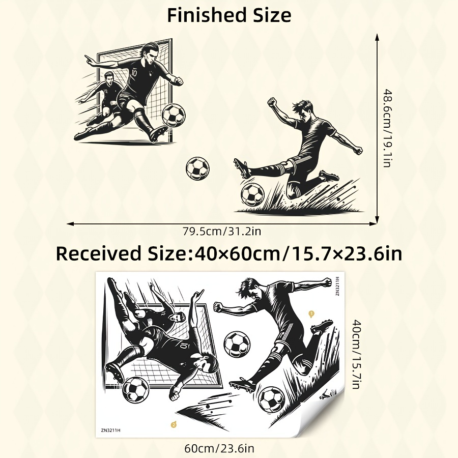 Brup Football-themed Self-adhesive Wall Decal - Shoot & Goalkeeper Design, Perfect For Bedroom & Living Room Decor, Brup