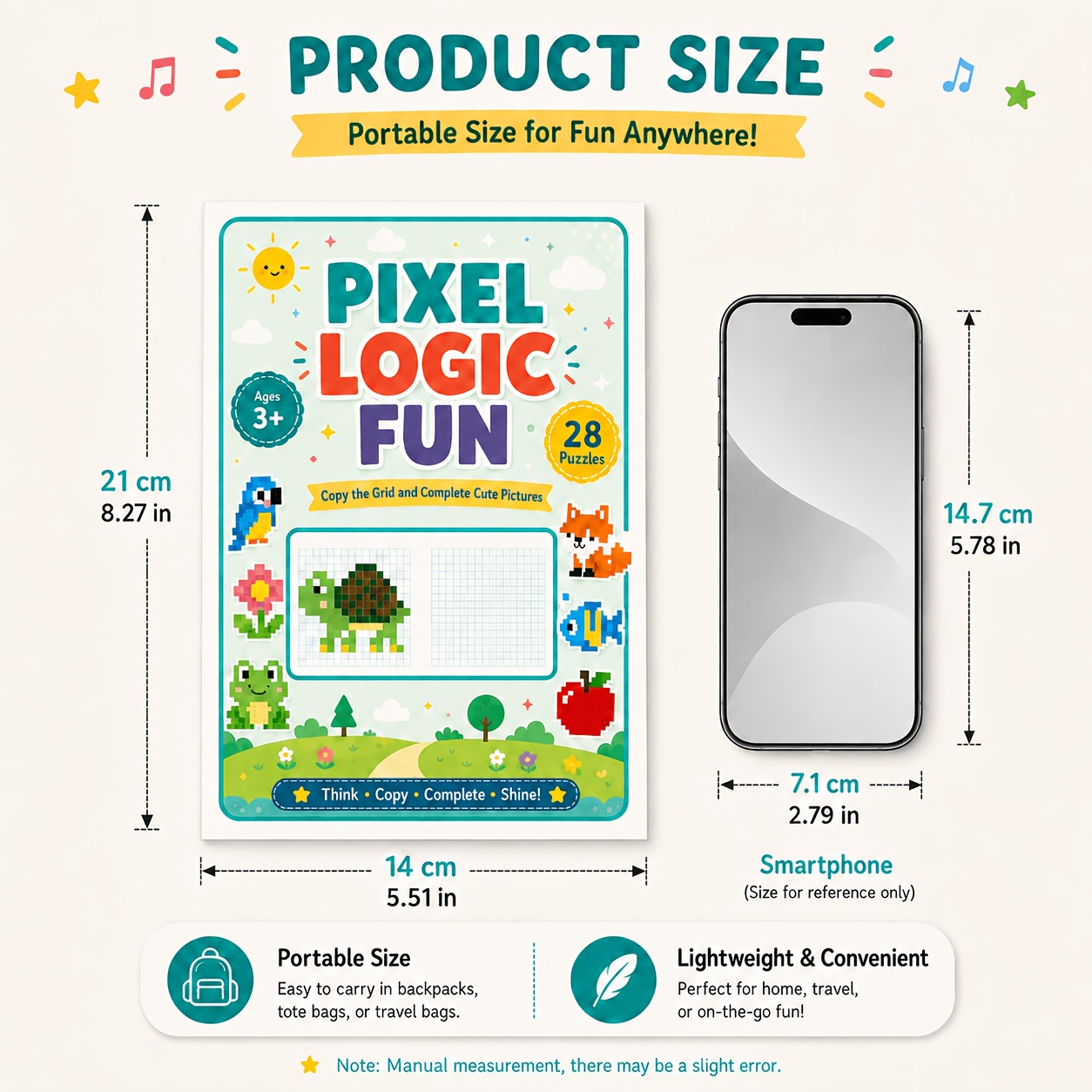 Children's Pixel Logic Fun Activity Book for Ages 3+