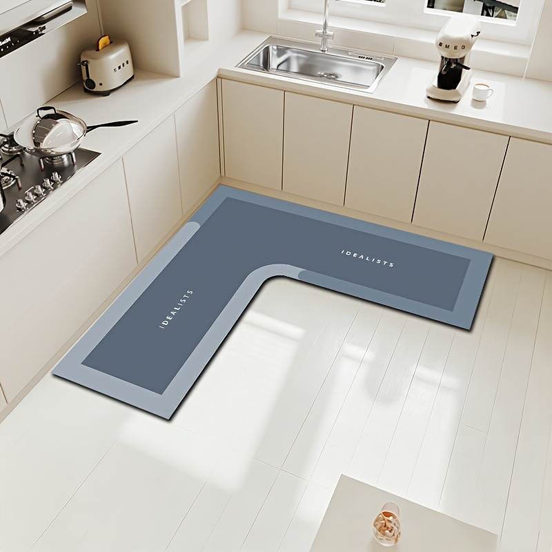 TEMU 1pc L-shaped Corner Floor Mat, Anti-slip And Super Absorbent Bathroom And Kitchen Floor Mat, Flat Printing Super Absorbent Kitchen Floor Mat,