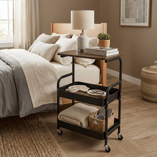rolling metal storage rack with wheels 3 tier utility trolley cart multifunctional snack and kitchen organizer shelf shelf baskets