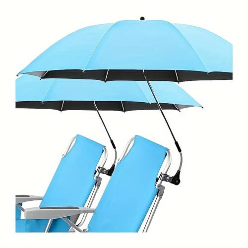 paraguas de sol portátil para exteriores con clip - rotación de 360°, protección solar resistente al ajustable, toldo rectangular tropical para camping, sillas de playa, carritos de golf, sillas de ruedas, asientos de patio, paraguas de playa, operación manual, tela .