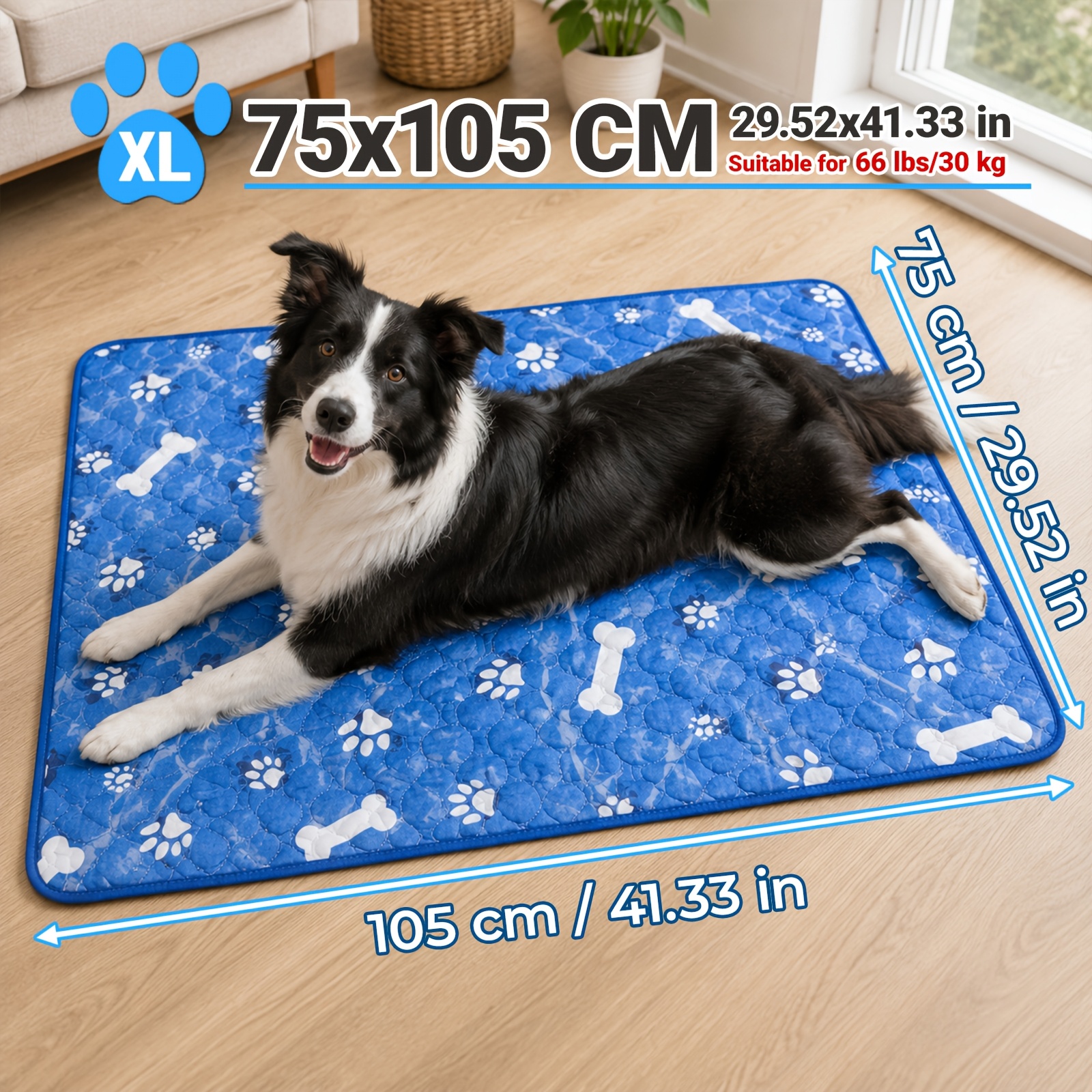 TEMU Jiexixian Extra Large Cooling Bed - Bone Pattern Mat Suitable For Small/medium/large Pets, Breathable Mesh Cooling Pad With Durable Polyester