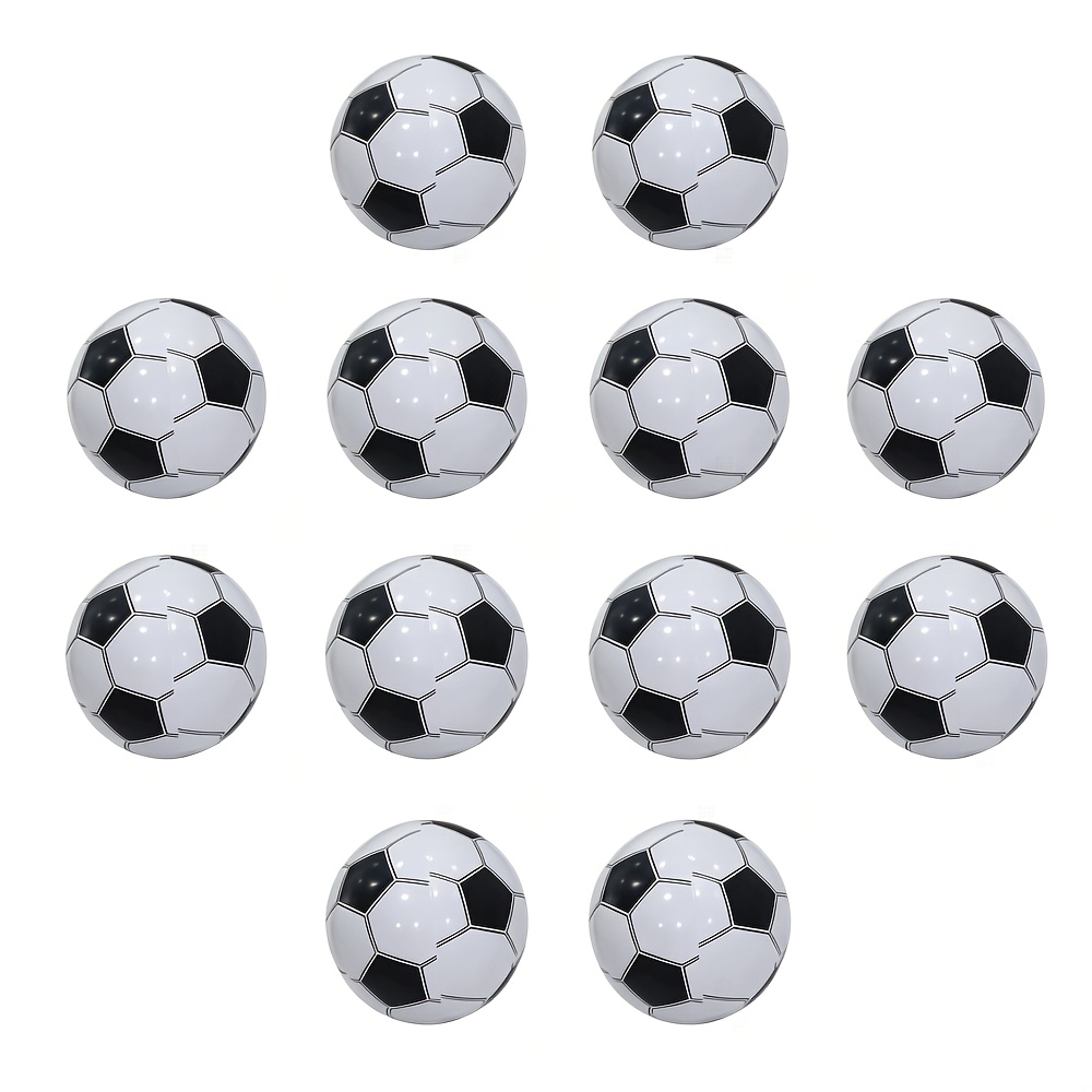Image of 12pcs Inflatable Black And White Footballs, Pvc Material Beach Balls, Summer Pool Party Game Decoration, Birthday Party Gift