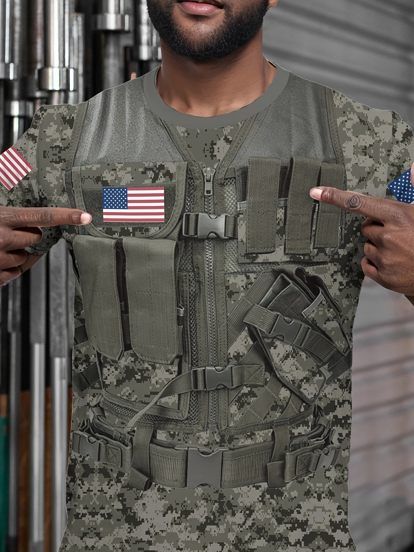 Tactical Vest 3d Graphic Print Men's Novelty Short - Temu