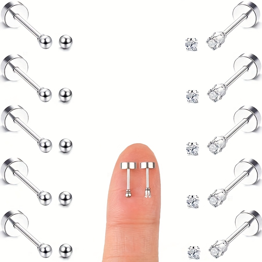 10 20pcs 2mm micro flatback stud earrings unisex