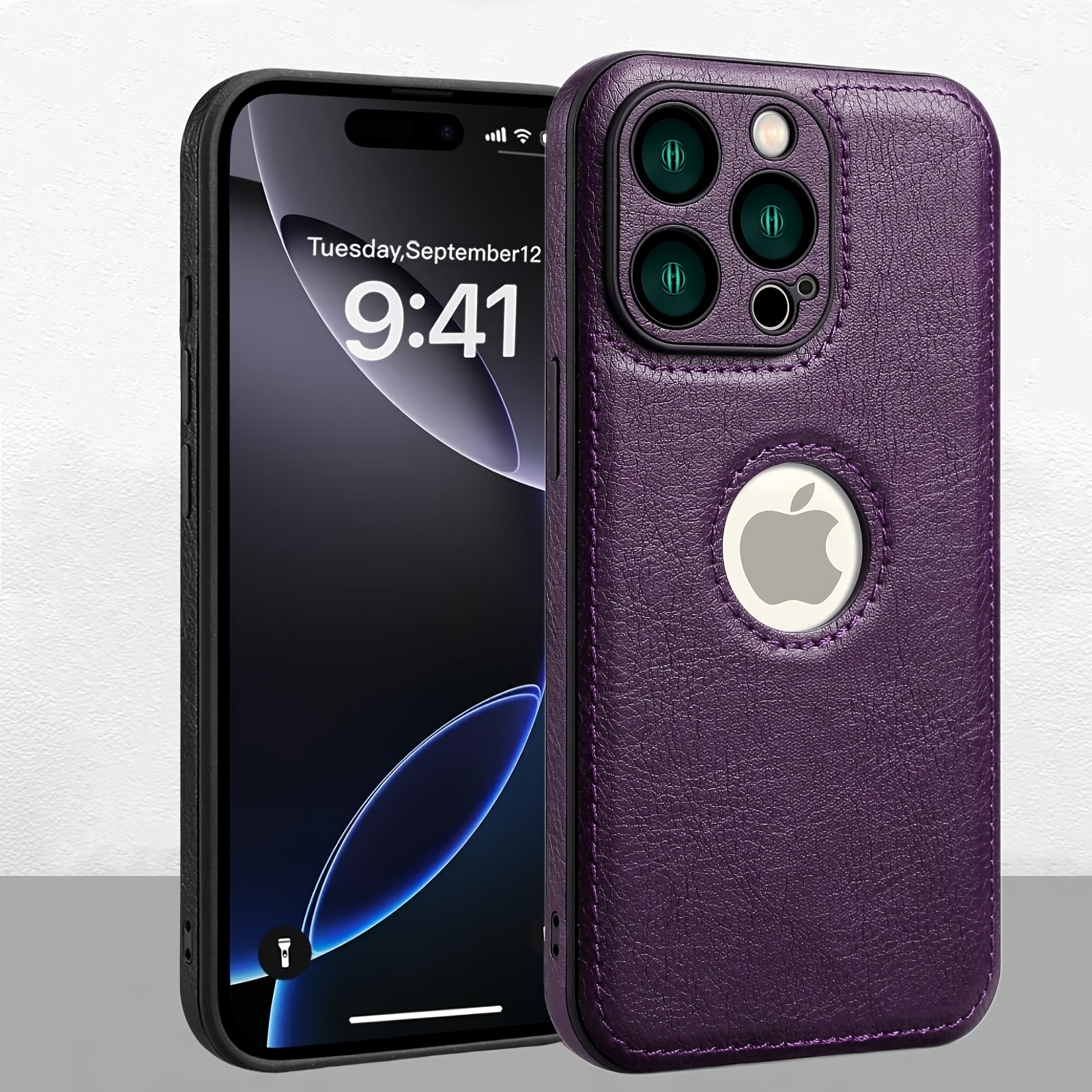 Logo View Compatible with iPhone 15/14/13/12 Pro Max Case Slim Premium Vegan Leather Classic Luxury Elegant Thin Cover, Shockproof Full Protection - Image 11