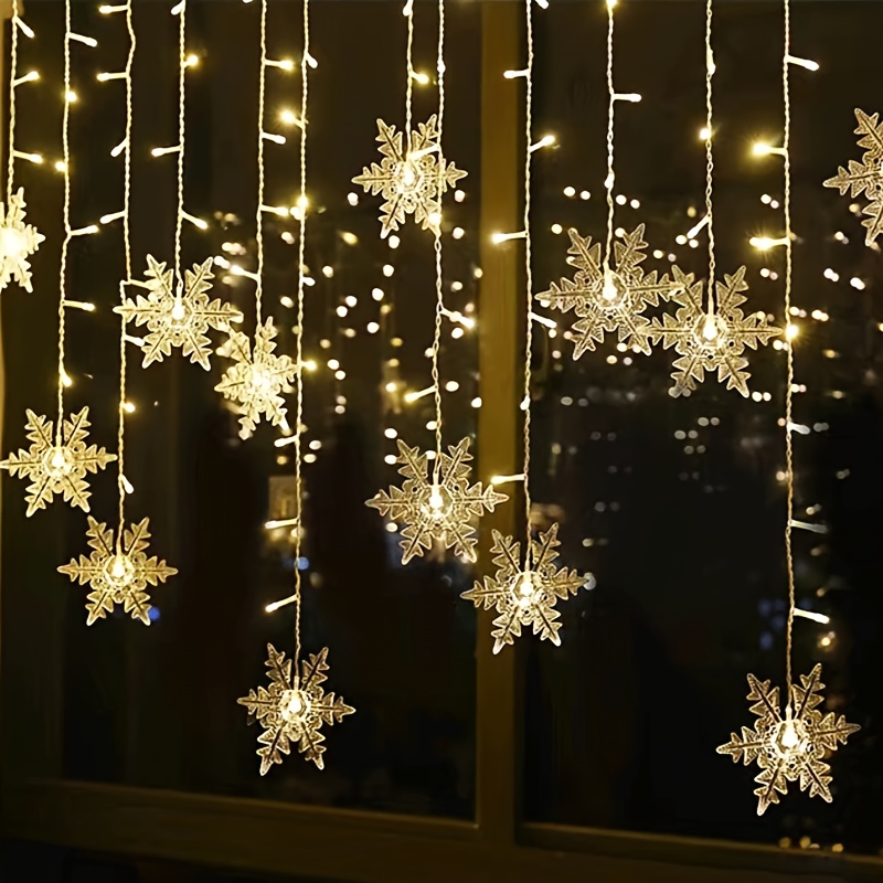 imagen del artículo cortina de luces de cadena de 96 led con   de nieve y carámbanos,  , luces   para las  s navideñas, luces de cadena para escaparates. adecuadas para decoraciones de navidad, decoración  , decoraciones de   y decoración  . ideales para