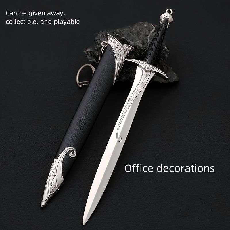 

Alloy Sword Model Craft Ornament With Sheath - Full Metal Diy Jewelry Making Supplies, Rectangular Weapon Replica For Home Decor