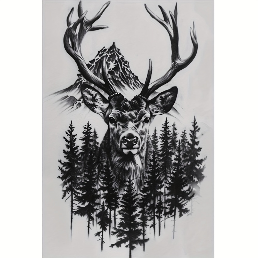

Diy 5d Diamond Painting Kit: Animal Art - Stag With And Mountain Background (unframed Set)