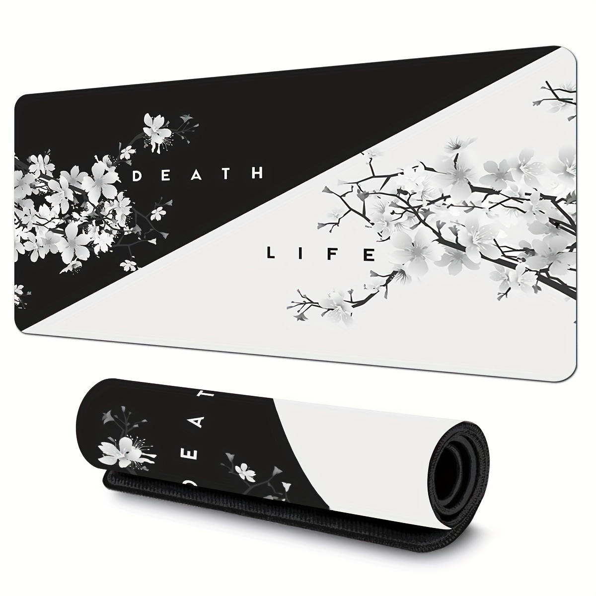 

Cherry Blossom Gaming Mouse Pad - Extended, Non-slip Rubber Base Desk Mat With | & Office Use | Unique Black & | Ideal