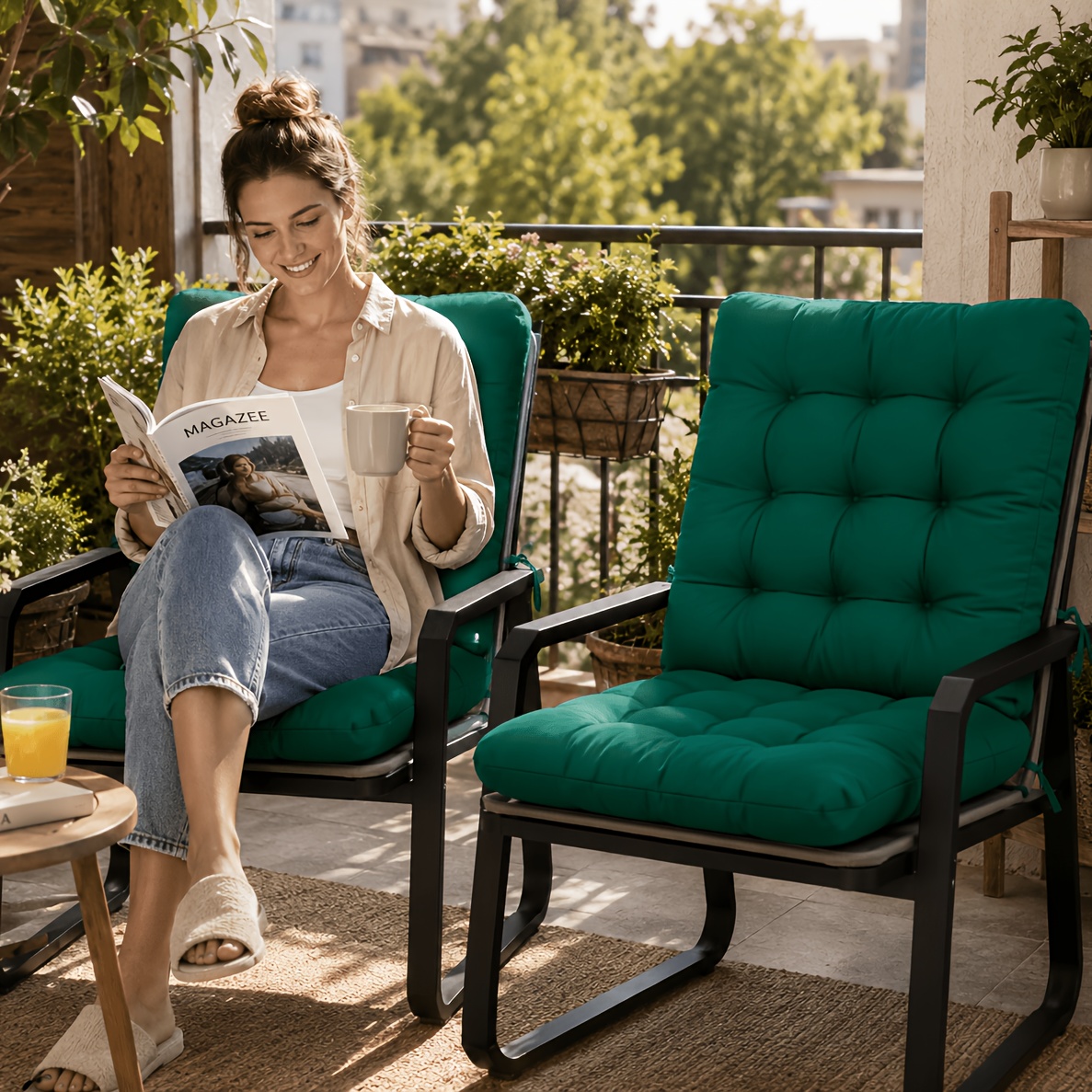 2pcs Thickened Polyester Fiber Cushion Casual Chair Pads, Ergonomic Neck Curve Design for Comfortable Support. High-Elastic Core Soft And Non-Collapsing, Breathable Fabric Skin-Friendly And Sweat-Absorbent. Compact And Versatile
