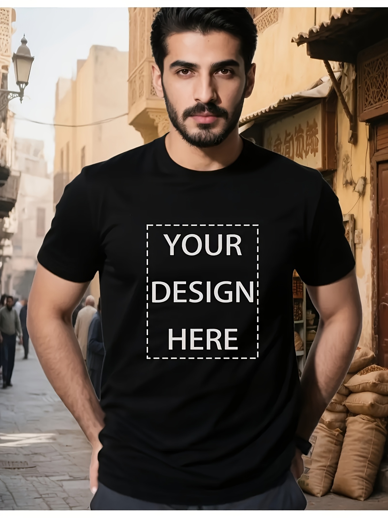 item picture mens custom logo text t shirt   name brand message printing casual round neck short sleeve summer tee bulk order compatible   events machine washable solid color shirts   limit