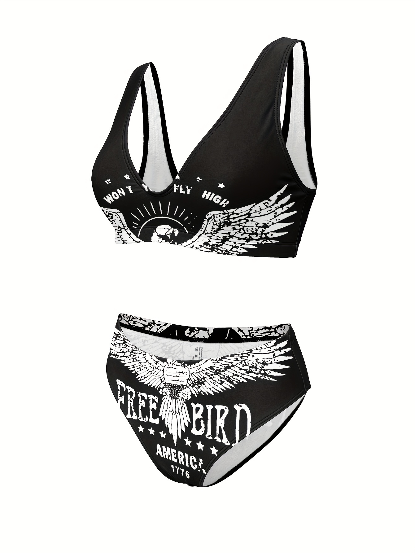 Factory Supply Fashionable Split Swimwear Women's Letter Print Two-Piece Bikini Beach Swimsuit