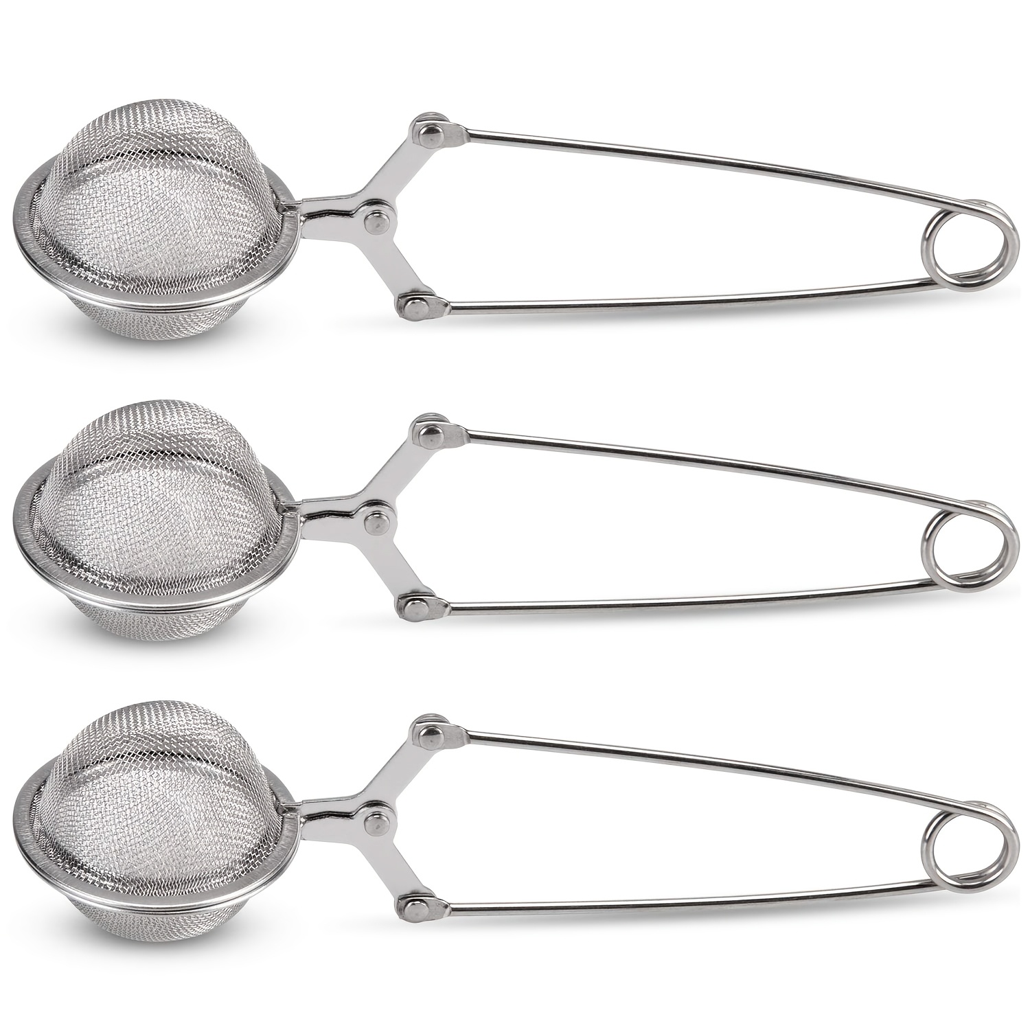 TEMU 3pcs-tea Strainer, Premium Stainless Steel Tea Strainer With Handle For Loose Leaf Tea Fine Mesh Tea Balls Filter Infusers