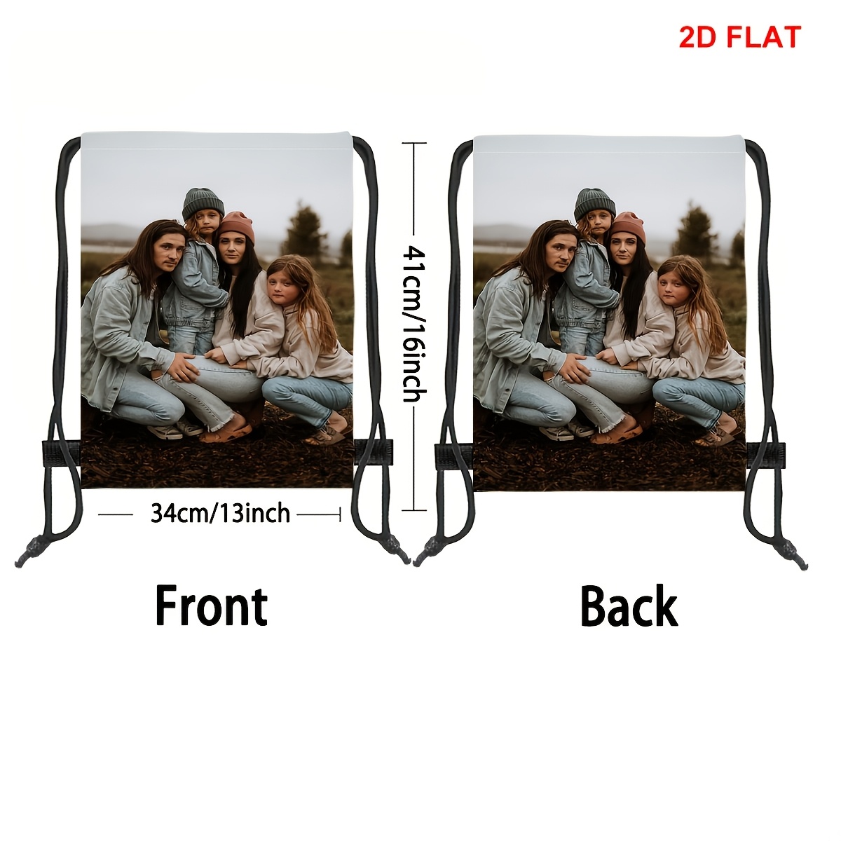 TEMU [customization] 1pc Custom Photo Drawstring Backpack, Your Photo And Add Designs, Full Surface Printing, Personalized Sunset Outdoor Drawstring