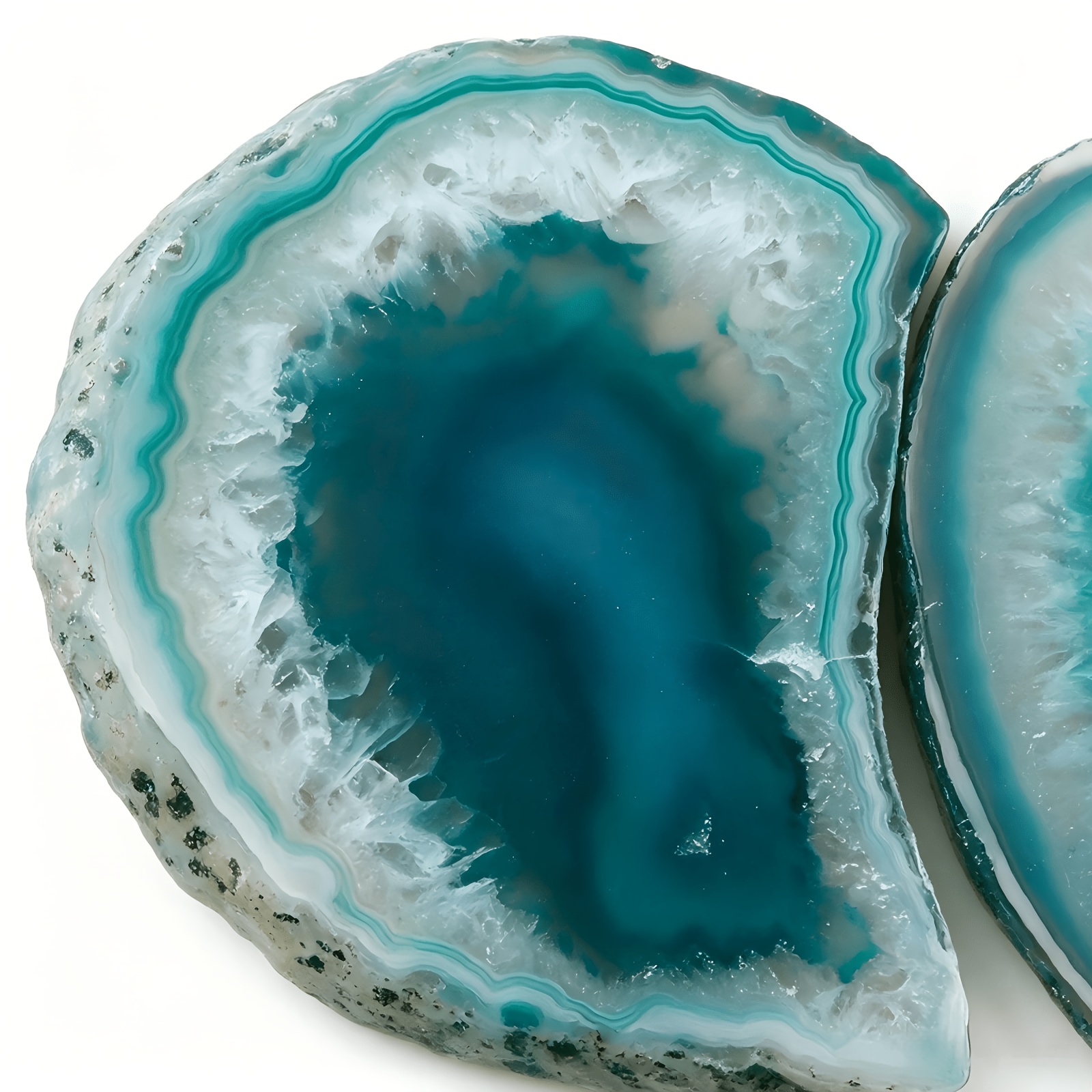 12pcs Natural Teal Green Banded Agate Geode Slices for Craft Making