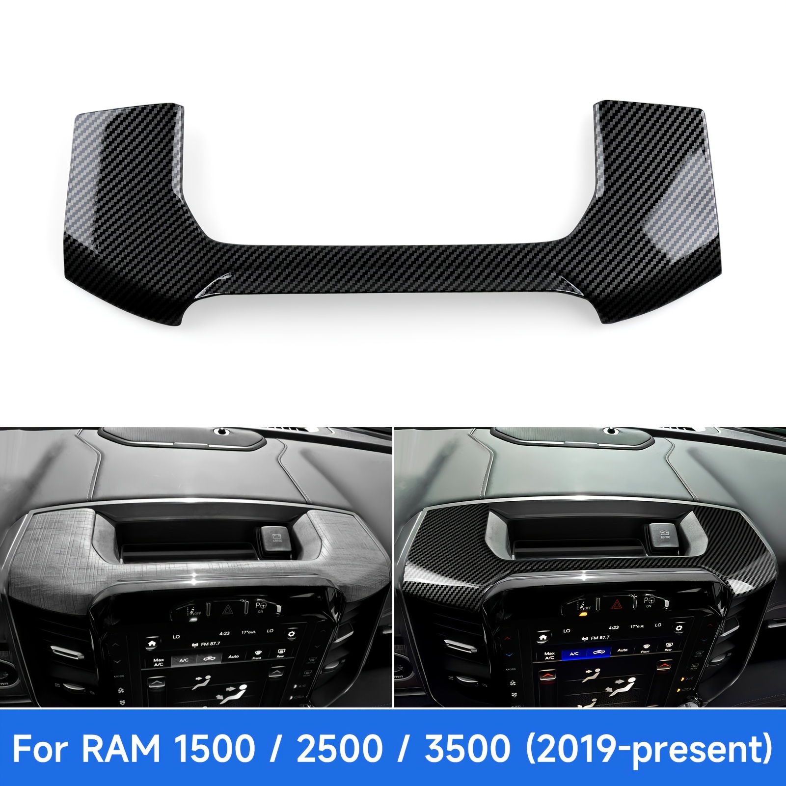Car Center Console Panel. Carbon Fiber Interior Sticker Set Kit. For 1500 2500 3500 (2019-present) Abs Trim Accessories.