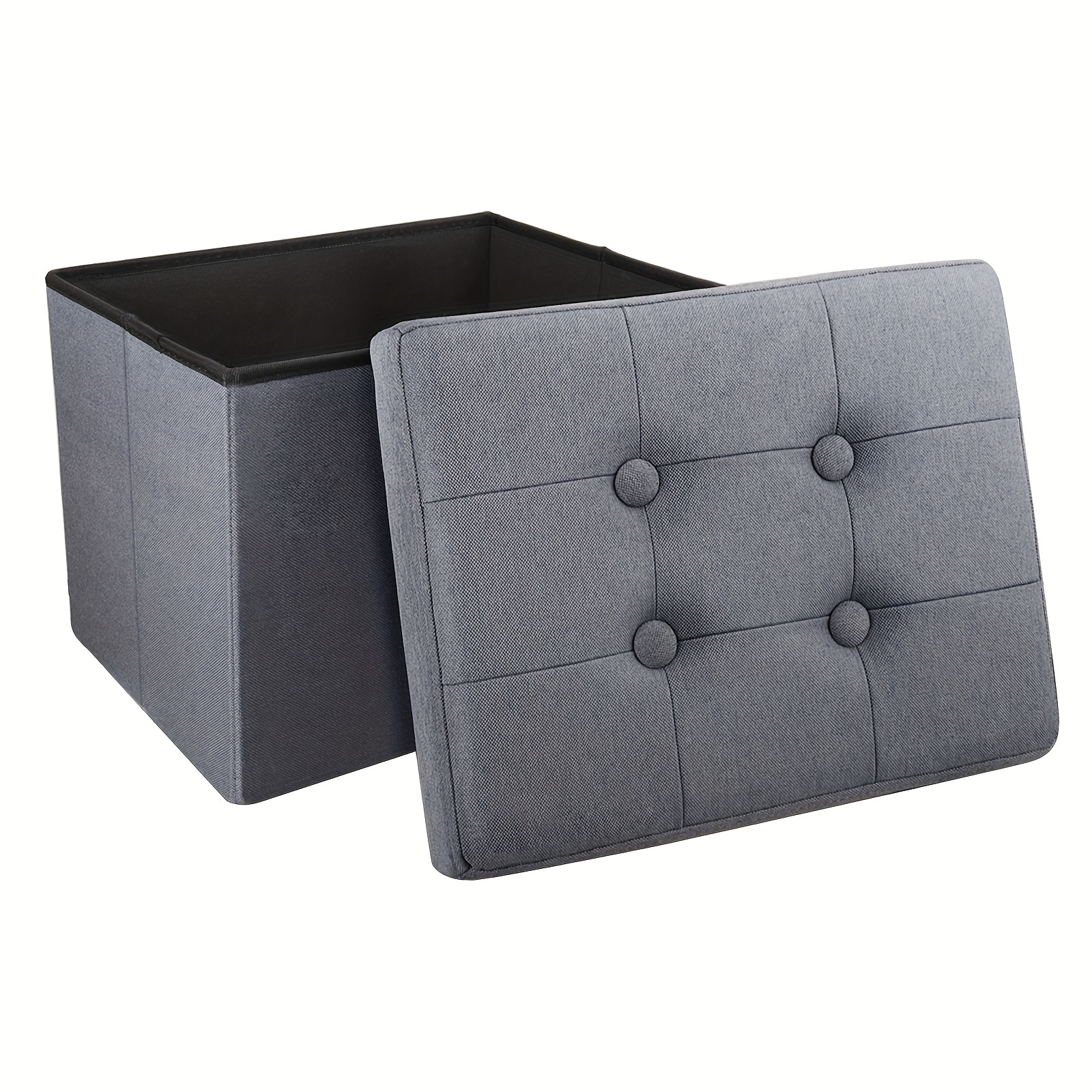 

Storage Ottoman, Folding Foot Stool With Thicker Foam Padded Seat Small Storage Ottoman Bench Foot Rest For Living Room Foldable Coffee Table 17x13x13inch