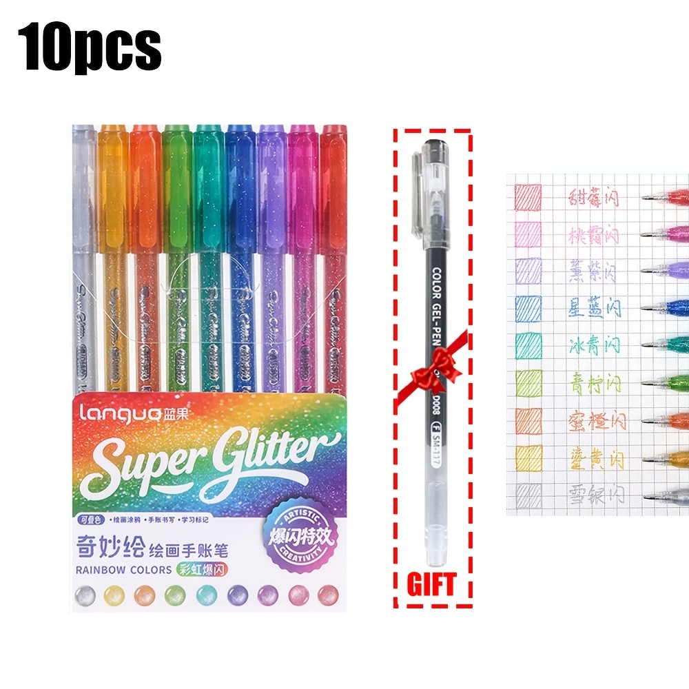 TEMU Languo 10pcs Drawing Gel Pen, 0.6/1.0mm Pen Tip Smooth Writing Colorful And Durable, Suitable For Graffiti, Drawing, Marking, Diary, Meeting